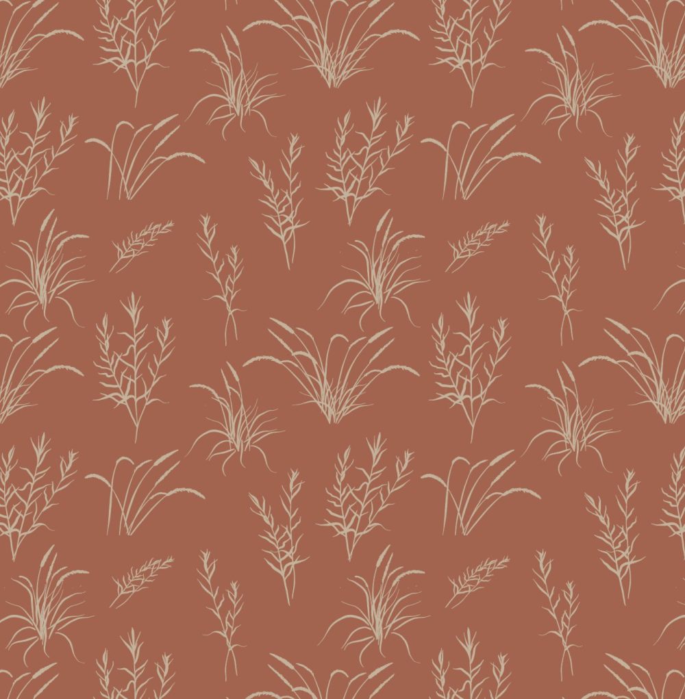 California Grassland wallpaper in terracotta